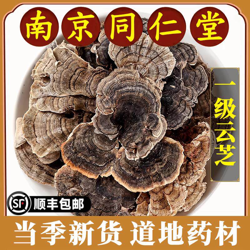 南京同仁堂云芝中药材长白山野生云芝蘑整枝灵芝片林芝干货可打粉