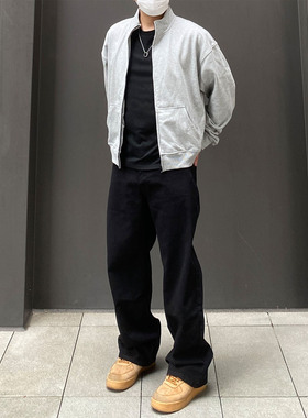 98SQUID 简约纯色高级感休闲裤男女新款美式复古宽松直筒长裤子潮
