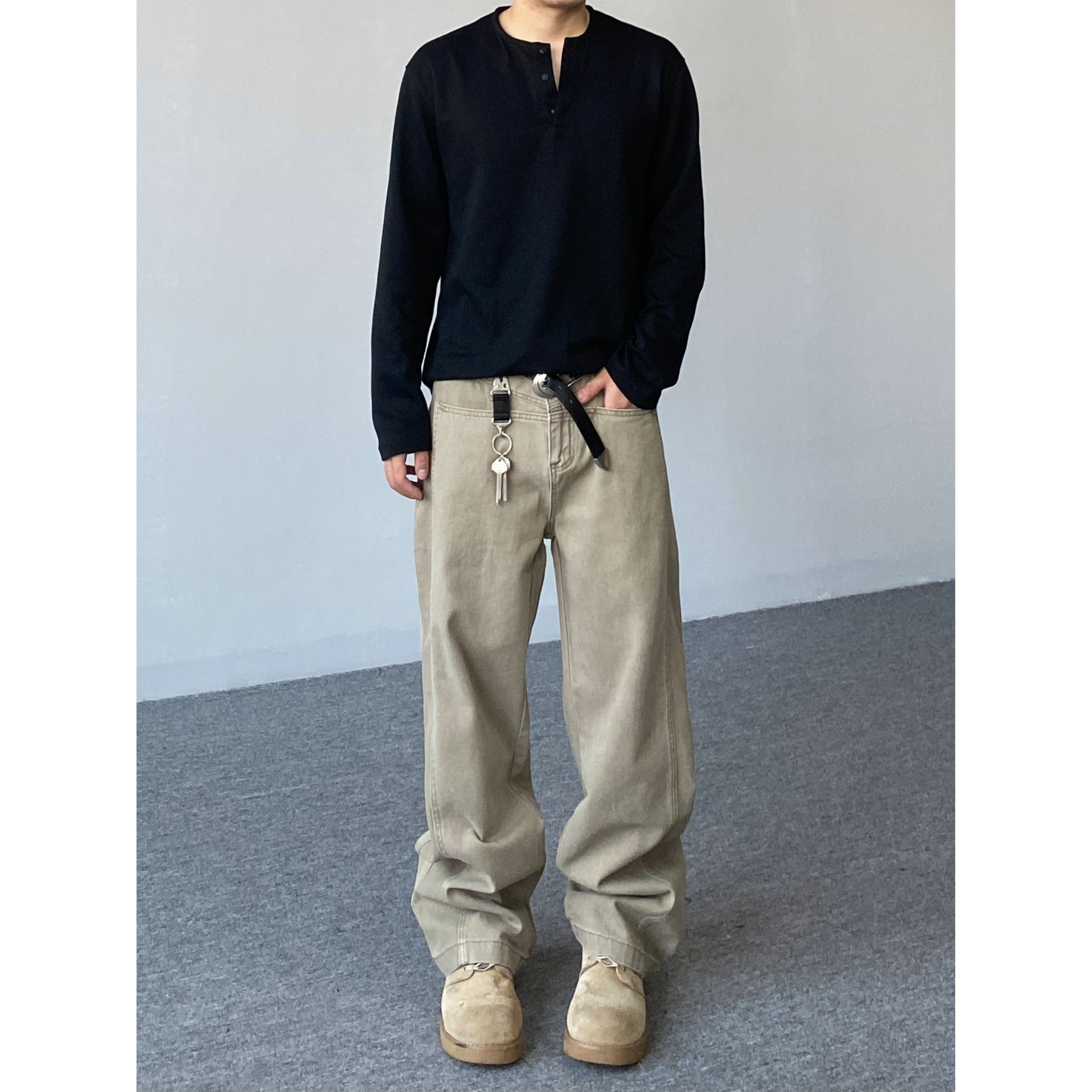 98SQUID 美式cleanfit复古解构拼接工装休闲裤男女宽松阔腿长裤子,男装,休闲裤,淘宝优惠券,粉丝福利购,淘宝优惠卷