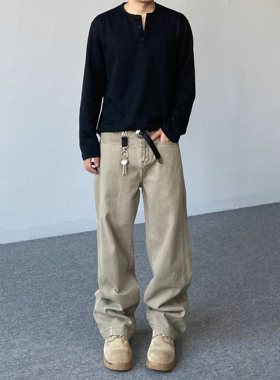 98SQUID 美式cleanfit复古解构拼接工装休闲裤男女宽松阔腿长裤子