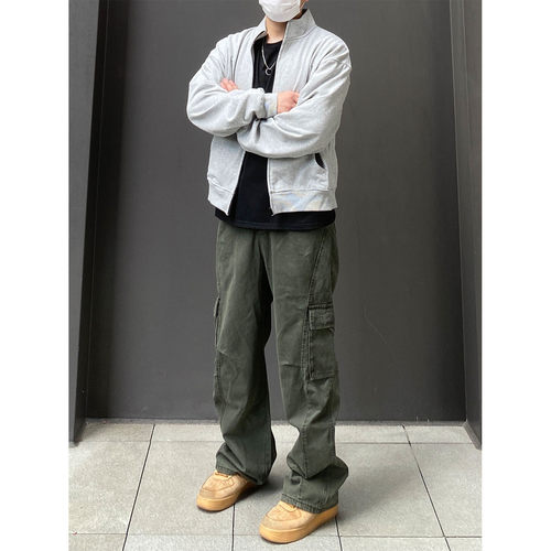 98SQUID 美式复古口袋工装裤男女水洗做旧痞帅宽松百搭直筒休闲裤