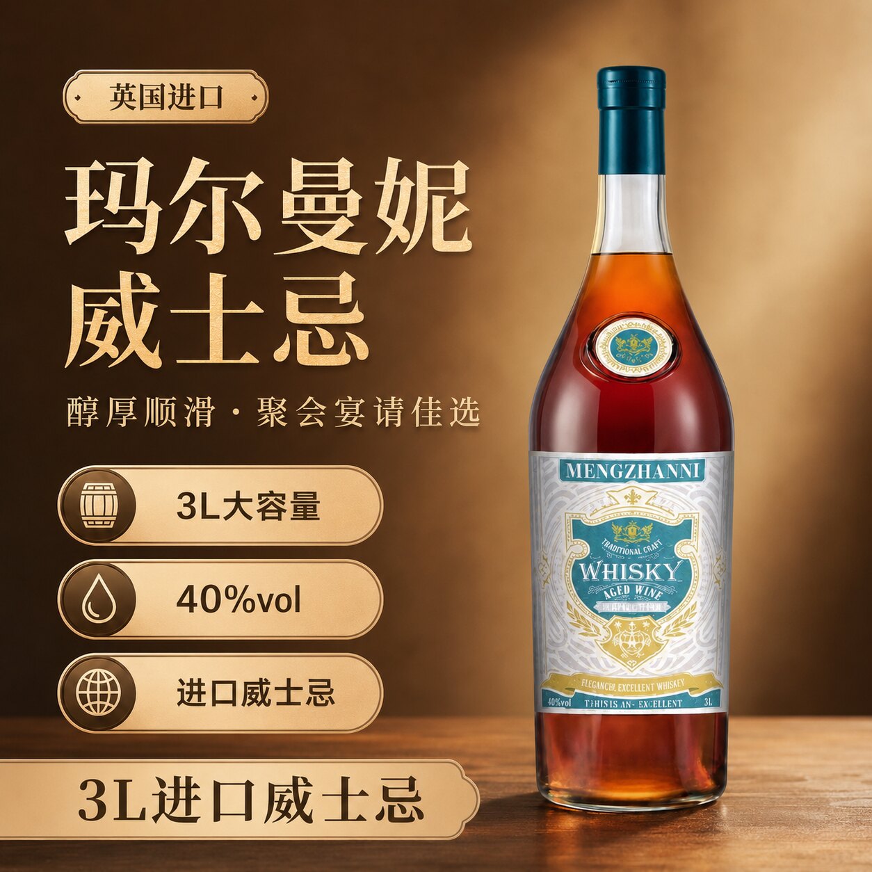 梦搭妮英国XO白兰地40度3L礼盒