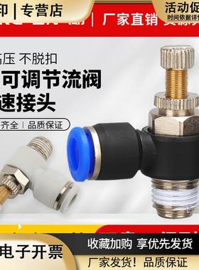 气动快速SL6-01白色节流阀SL8-02插管接头可调SL4-M5/10-03/12-04