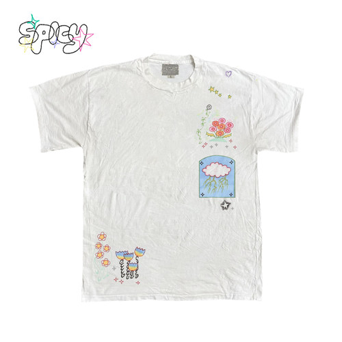 金枪小鱼 小治愈插画短袖日常基础款圆领T恤ins上衣宽松OVERSIZE