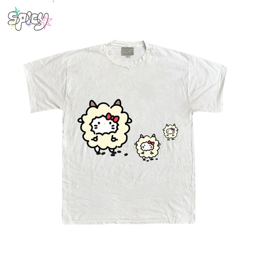 金枪小鱼 小咩咩羊简约kawaii印花短袖可爱休闲潮流T恤oversize
