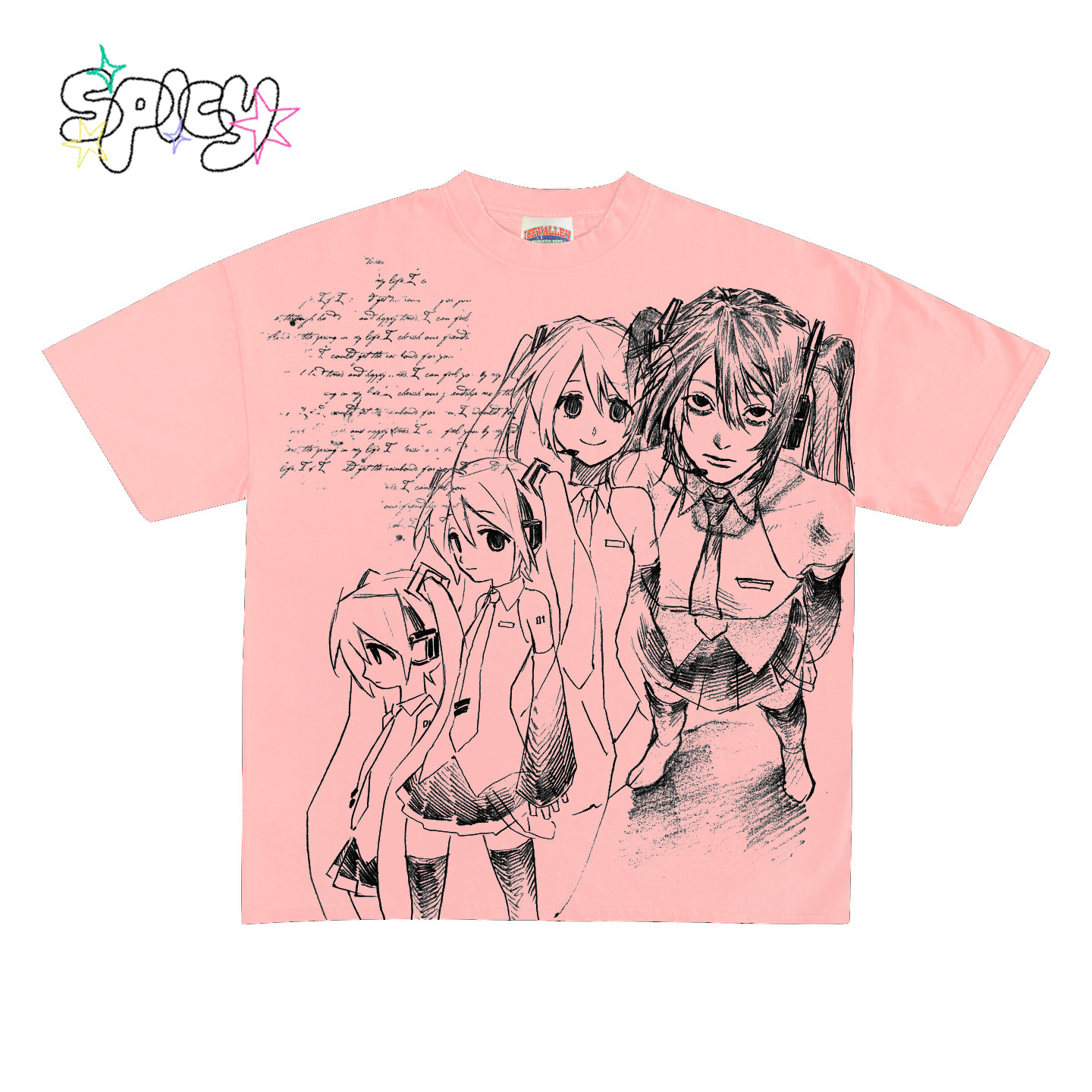 Non standard 亚文化街头风初音少女动漫风短袖T恤虚拟美学嬉皮