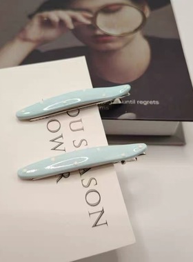 简约蓝色椭圆发夹女糖果色可爱日系侧边夹刘海夹发饰波点刘海发卡