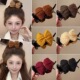 秋冬美拉德针织蝴蝶结丸子头抓夹女发夹盘发固定爪夹发卡气质发饰