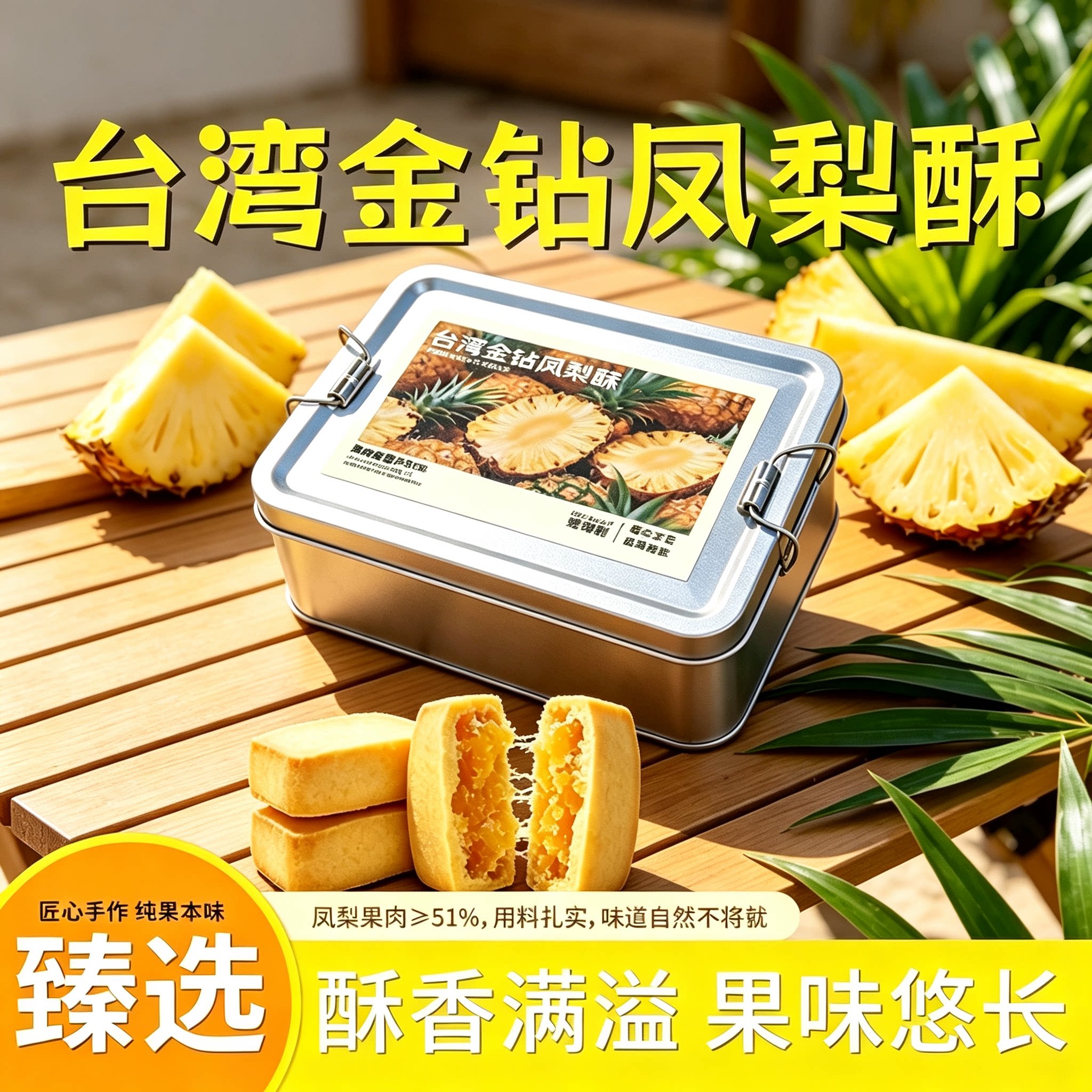 台湾金钻凤梨酥小铁盒装传统中式糕点心早餐零食休闲小吃休闲零食