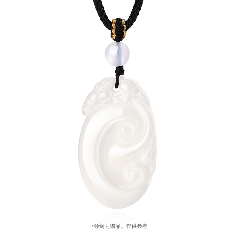 周大生玉髓吊坠天然高冰白项链