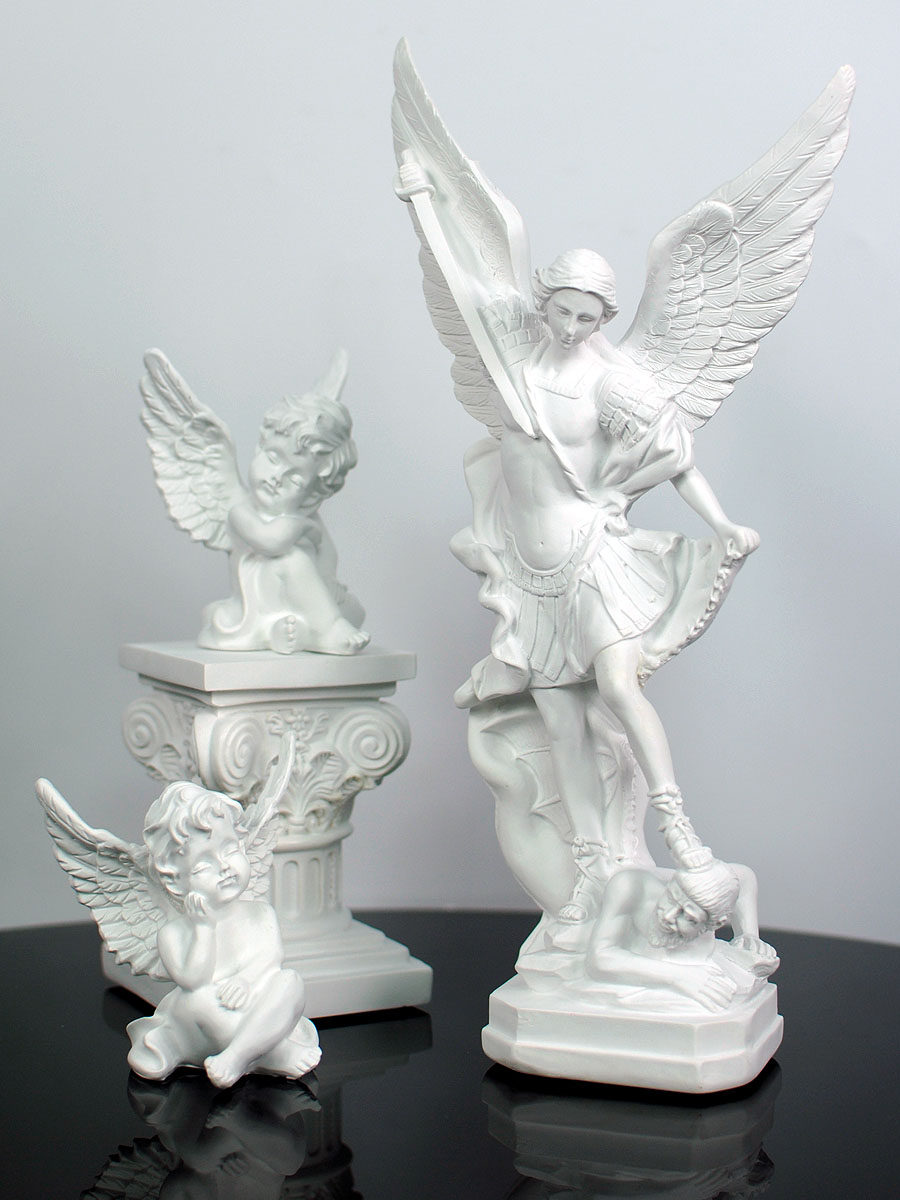 欧式大天使长米迦勒圣迈克尔雕塑摆件家居装饰树脂工艺品雕像摆设