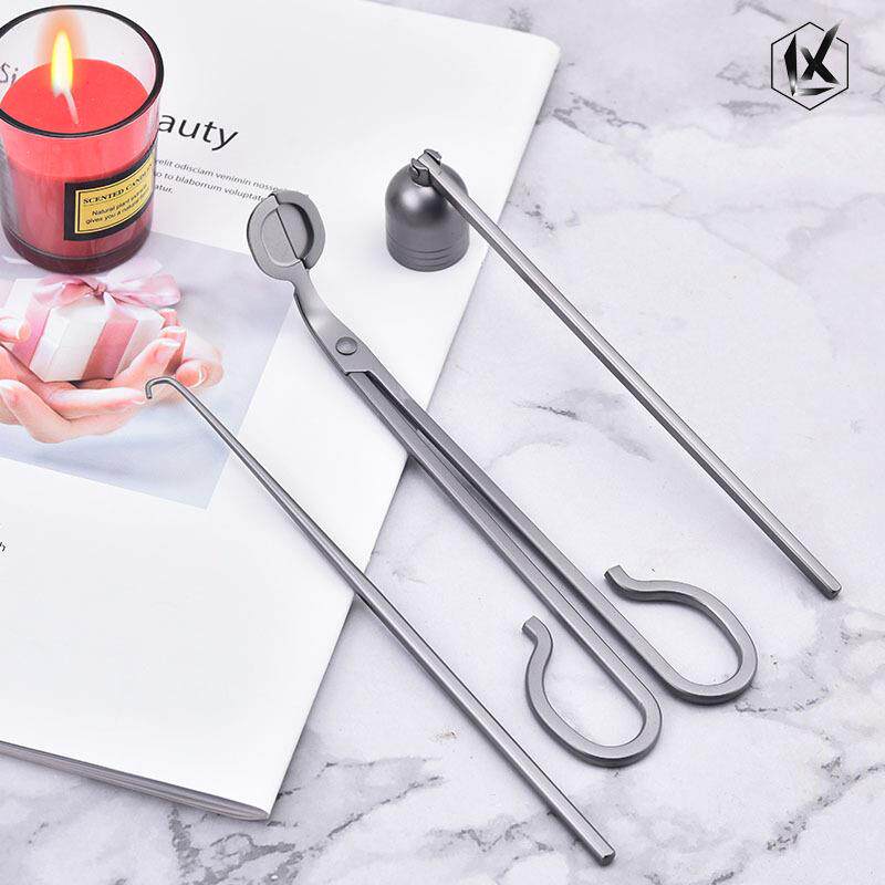 亚马逊新款香薰蜡烛剪刀无烟灭烛芯罩灭烛勾灭烛器三件套工具套装