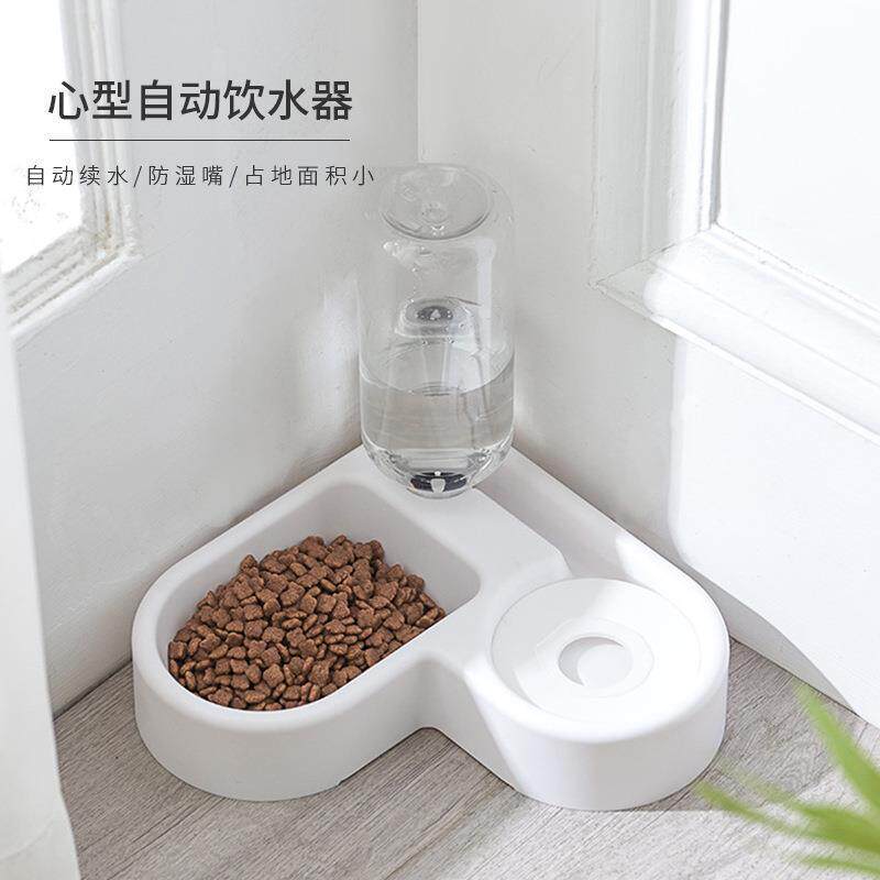 哈特丽现货多功能带水瓶猫碗爱心自动饮水墙面转角宠物碗6