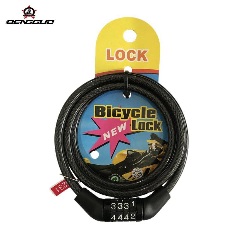 自行车密码锁山地公路车4位防盗钢缆固定密码锁骑行配件