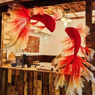 巨型手工eva锦鲤纸艺花新年店铺橱窗商场布置红鲤鱼吊饰美陈装饰