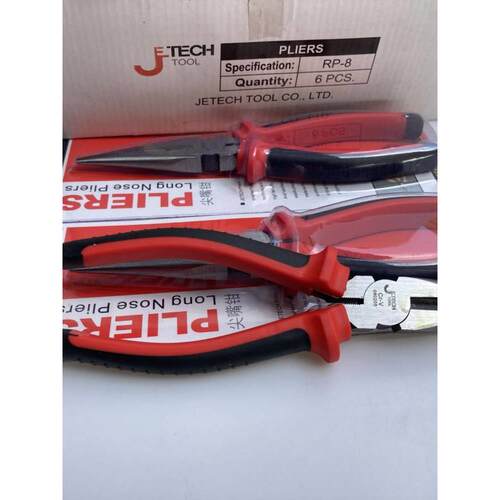 捷科工具RP-6尖嘴钳8寸080208双色柄工业级钳子jetech 6寸080206