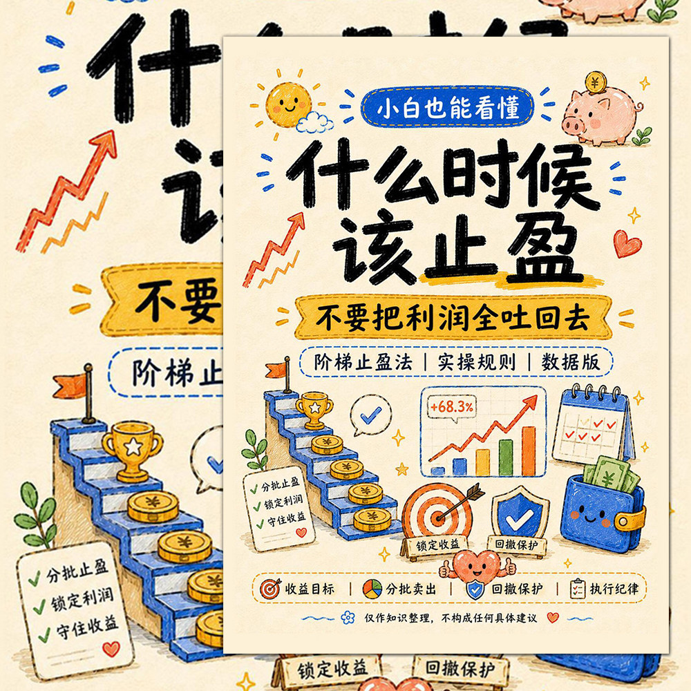 如何止盈】27张止盈止损基金理财小白也能学会知识科普防水贴纸