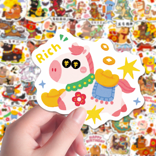 104张2026年马年插画贴纸马年卡通创意涂鸦绘画趣味diy桌面墙面