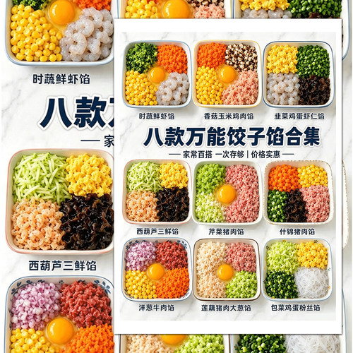 饺子爱好者专属饺子馅】8款万能饺子馅合集美食教程懒人必入贴纸