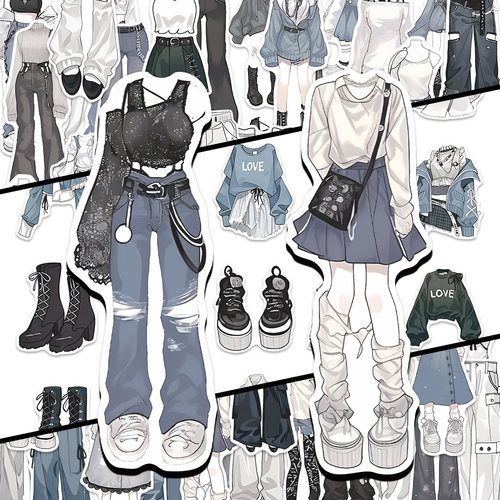 192张元气少女甜辣穿搭OC服装设计灵感素材参考diy创意装饰贴画
