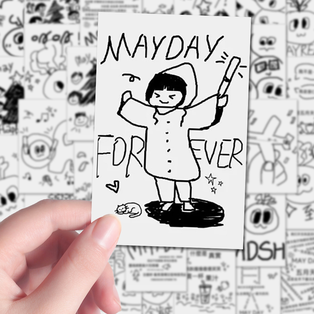 108贴五月天简笔画贴纸MayDay手绘黑白涂鸦创意周边贴diy书本桌面
