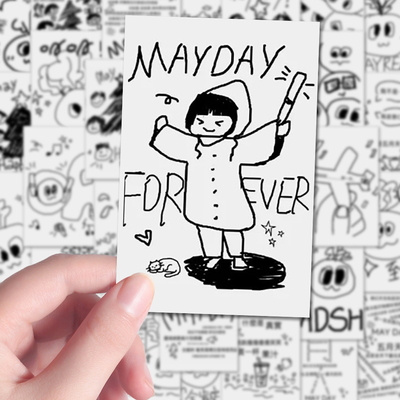 108贴五月天简笔画贴纸MayDay手绘黑白涂鸦创意周边贴diy书本桌面