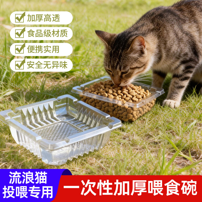 一次性喂猫碗宠物专用流浪猫投喂小猫咪喂饭猫粮喝水碗塑料防打翻