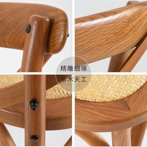 美式乡村实木餐椅复古实木椅子靠背椅简约背叉椅木头凳美式餐椅