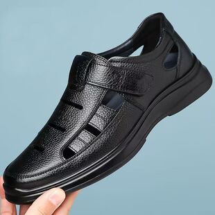 【军人凉鞋一等品】特价头层pvc休闲沙滩鞋商务男士软底休闲镂空