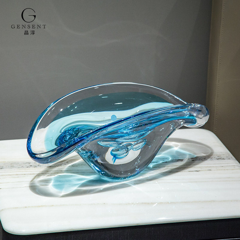 晶淳 玻璃水晶蓝色果盘 现代简约纯手工高级创意茶几客厅装饰批发,鲜花速递/花卉仿真/绿植园艺,其它园艺用品,淘宝优惠券,粉丝福利购,淘宝优惠卷