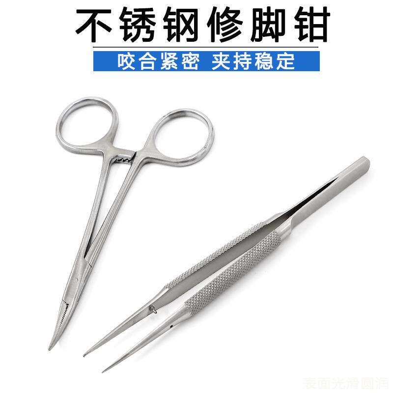 不锈钢拔嵌甲修脚钳甲沟专用钳子弯头修脚工具钳子夹取甲沟拔甲器