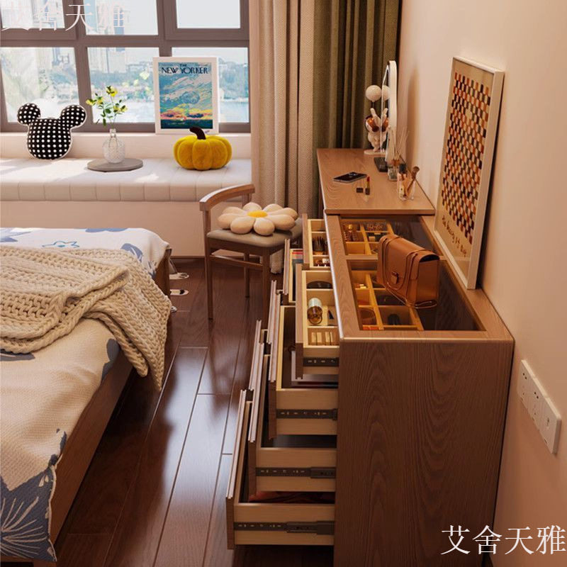 梳妆台书桌实木2024新款主卧室高档次卧室床尾转角化妆台化妆柜台