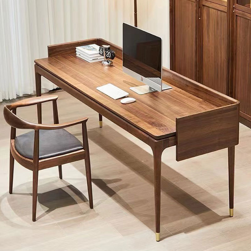 北美黑胡桃木书桌全实木家用现代办公桌意式书房简约形原木电脑桌