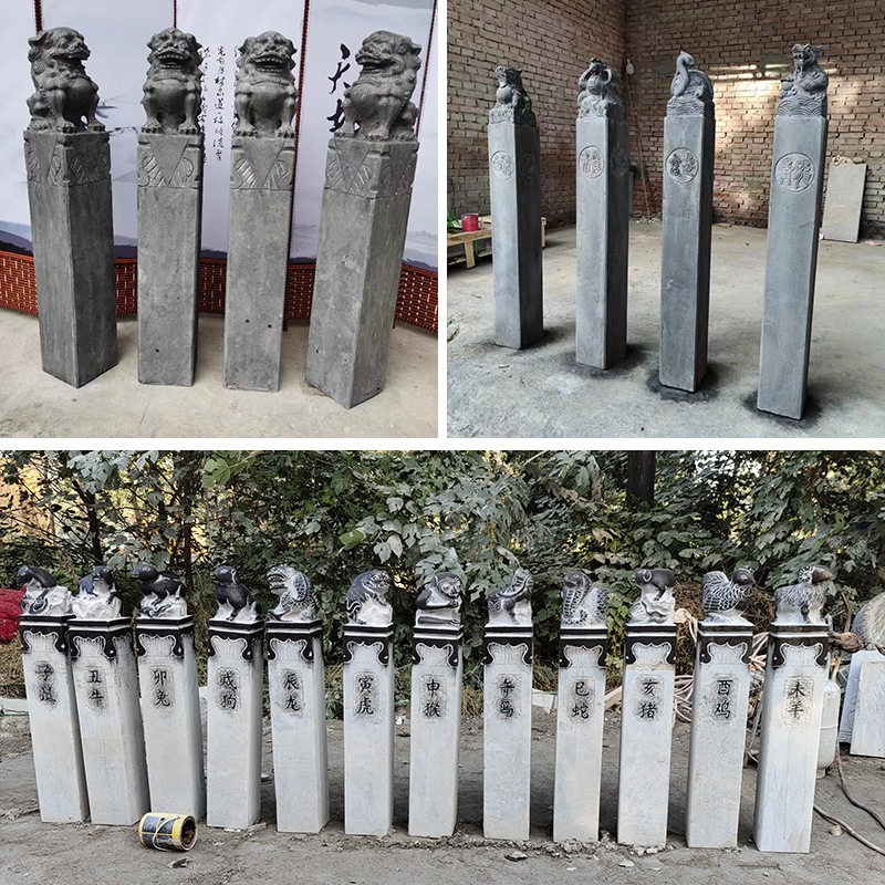 仿古做旧石雕拴马桩望柱摆件