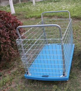 推车拉货手推车平板车折叠仓储笼车铁网物流车承重1000斤 127*76