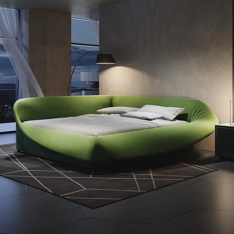 意式极简2023新款鸟窝床现代简约网红创意主卧亲子大床双人布艺床