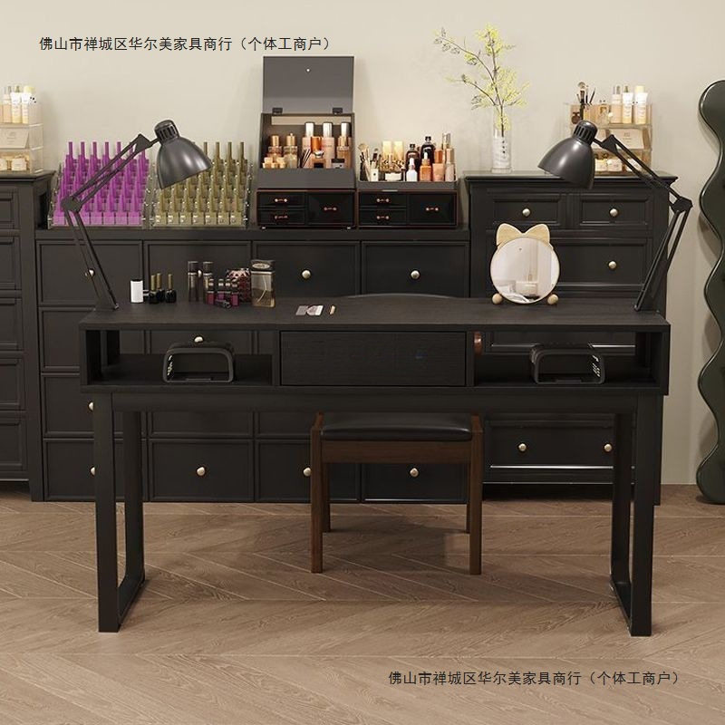 美式复古夹灯孔美甲桌经济型