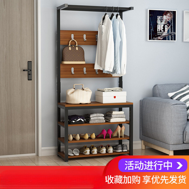 简易客厅衣服架子落地衣帽架鞋架组合衣架换鞋凳门厅柜鞋柜衣帽柜