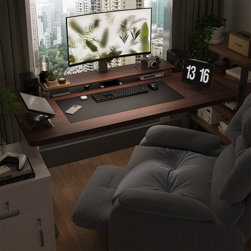 实木电脑桌台式家用简易书桌学生卧室写字桌工作台可升降电竞桌子