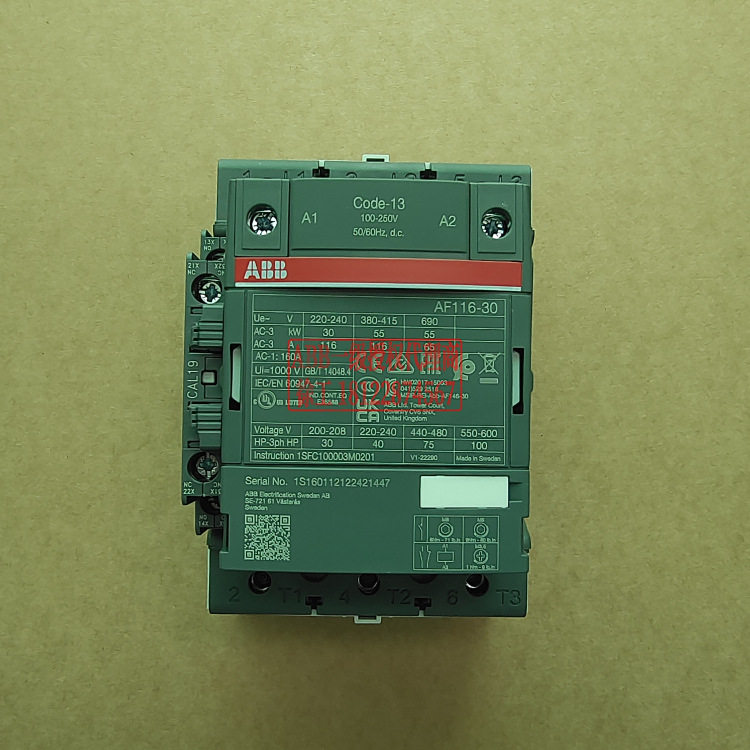 ABB接触器AF96-30-00-13#100-250V 订货号 1SBL407001R1300
