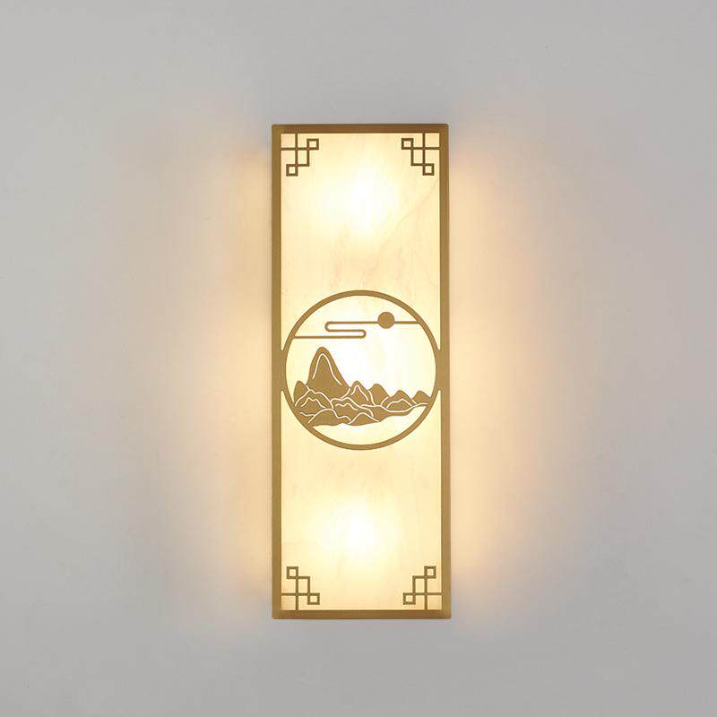 天然云石壁灯新中式现代简约客厅灯设计师卧室床头灯新中式壁灯具