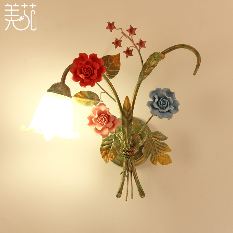 佳苑田园铁艺LED花草壁灯