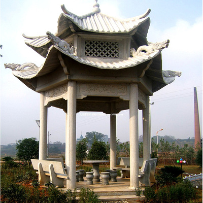 石雕凉亭 园林古建公园广场景观摆件石亭子