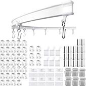 U型L型静音加厚窗帘导轨 5米PVC 塑钢轨道套装 窗帘弯轨含配件