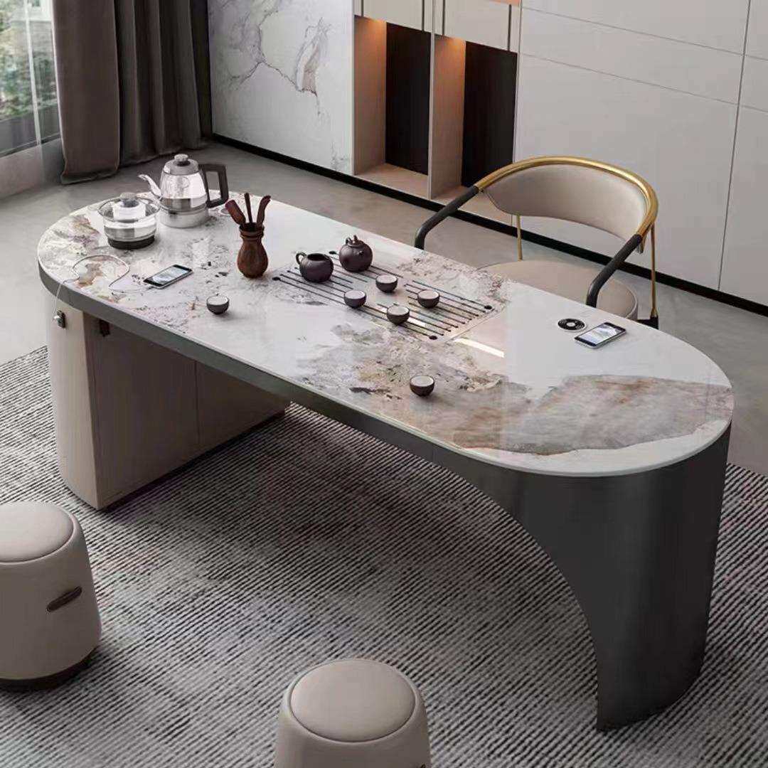 新中式岩板家用茶桌茶具套装一体式小户型办公客厅阳台家居茶台