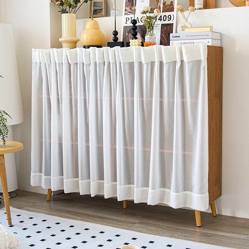 奶油风免打孔魔术贴粘轨t柜子遮丑帘置物架图书馆书架衣柜遮挡帘,居家布艺,柜类遮挡帘,淘宝优惠券,粉丝福利购,淘宝优惠卷