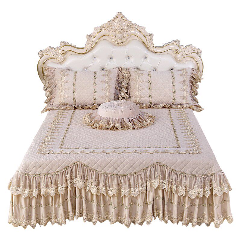 欣馨玥床上用品欧式新款四季床罩床盖床裙床单枕头防X尘保护三件