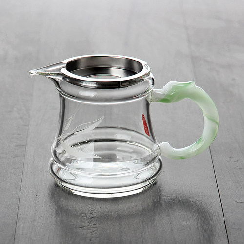 玻璃公道b杯茶海带滤网一体功夫茶具高温耐热透明玻璃茶漏具分茶