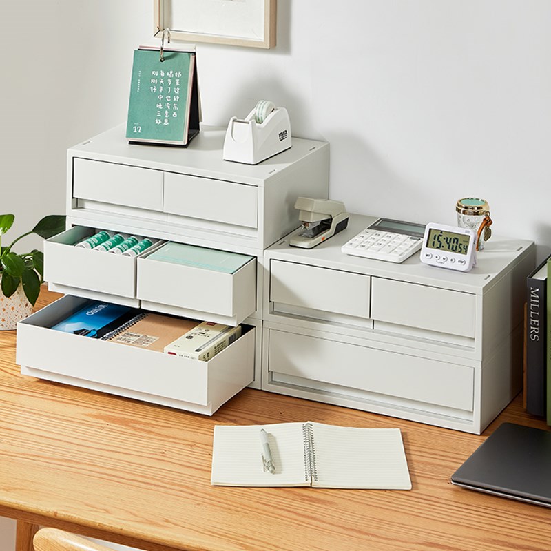 桌面收纳盒抽屉式办公室桌t面文件A4纸置物架家用多层可叠加储物