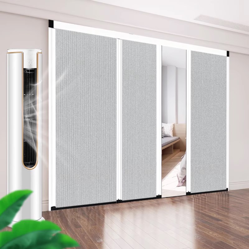 无轨蜂巢折叠f门推拉隔断免打孔隐形厨房防水帘卧室厕所化妆室移